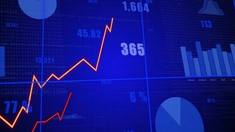 Data appearing, robot arm entering from right and tracing orange peaks, showing Stock Footage 332284968