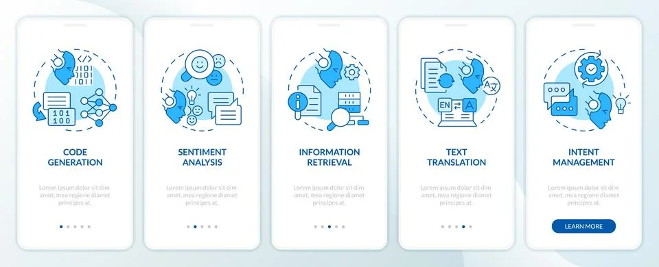 Data application management onboarding mobile app screen Stock Illustration