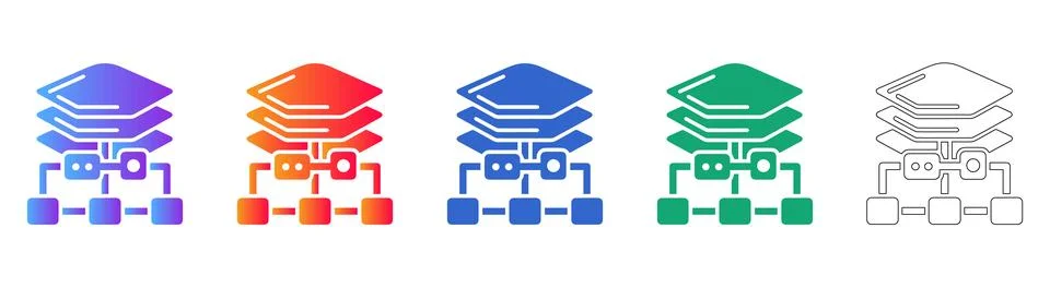 Data Architecture and Cloud Server Icons Illustrazione stock