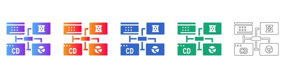 Data Architecture and Systems Mapping Icons Stock Illustration