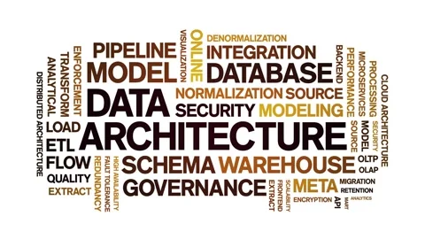 Data Architecture animated word cloud,animation tag kinetic typography loop. Stock Footage 308358897