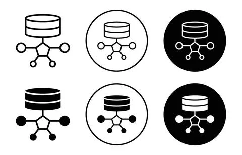 Data architecture icon collection of outline thin line symbol or sign Stock Illustration