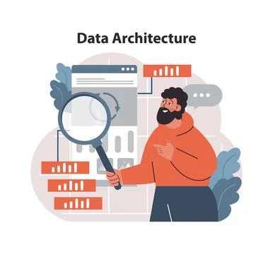 Data architecture inspection concept. Flat vector illustration 库存插图