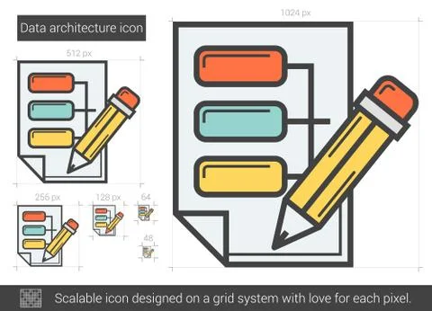 Data architecture line icon Stock Illustration