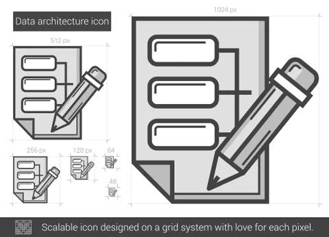 Data architecture line icon Stockillustratie
