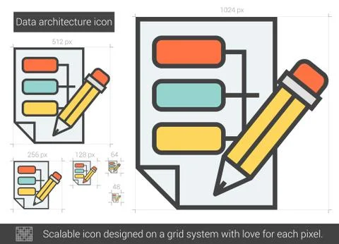 Data architecture line icon Stock Illustration