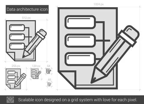 Data architecture line icon Illustrazione stock