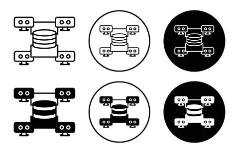 Data architecture symbol icon sign collection in white and black Stock Illustration