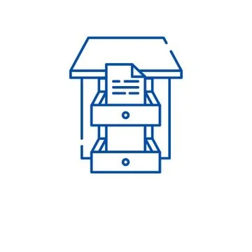 Data archive line icon concept. Data archive flat vector symbol, sign, outline Stock Illustration
