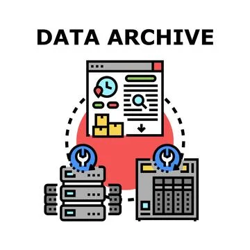 Data archive system creating digital information backup Stock Illustration