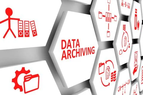 DATA ARCHIVING concept cell background 3d illustration Stock Illustration