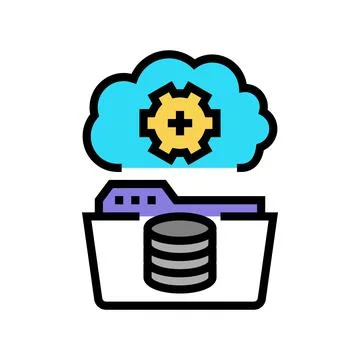 Data archiving database color icon vector illustration Stock Illustration