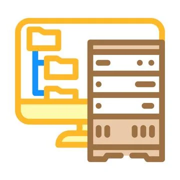 Data archiving database color icon vector illustration Stock Illustration