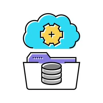 Data archiving database color icon vector illustration 스톡 일러스트