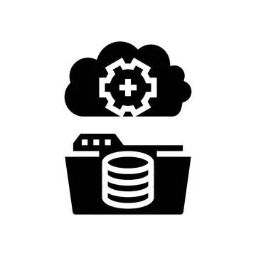 Data archiving database glyph icon vector illustration Stock Illustration