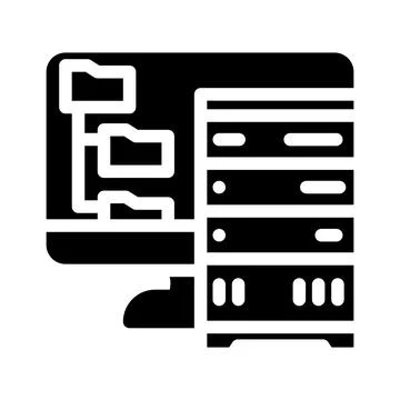 Data archiving database glyph icon vector illustration Stock Illustration