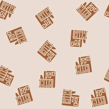 Data archiving database glyph vector seamless pattern Stock Illustration