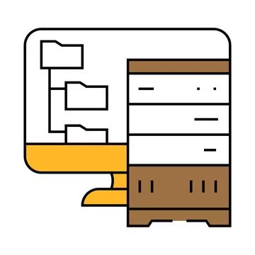 Data archiving database icon color illustration Stock Illustration