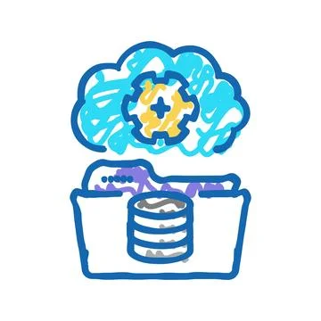 Data archiving database icon doodle illustration Stock Illustration