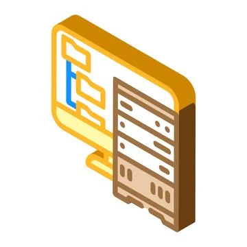 Data archiving database isometric icon vector illustration Illustrazione stock