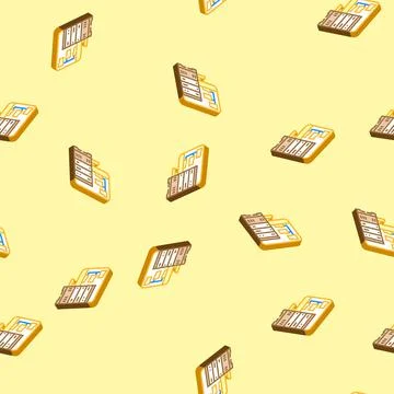 Data archiving database isometric icon seamless pattern Stock Illustration