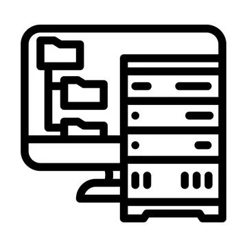 Data archiving database line icon vector illustration Stock Illustration