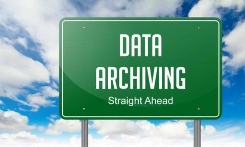 Data Archiving on Green Highway Signpost. 스톡 일러스트