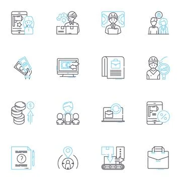 Data archiving linear icons set. Archiving, Backup, Preservation, Storage 스톡 일러스트