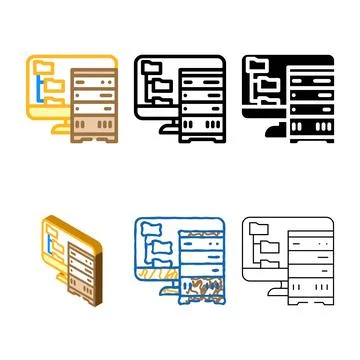 Data archiving multistyle database color icon vector Stock Illustration