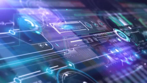 Data array in virtual 3D space close-up Stock Footage 188011625