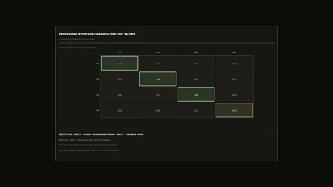 Data Association Cost Matrix Seamless Loop Stock Footage 342103454
