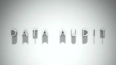 Data Audit 3D title animation with shadows on a white background Stock Footage 296521496
