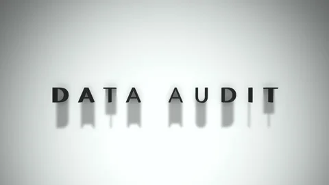 Data Audit 3D title animation matte black text on a white background Stock Footage 300716447