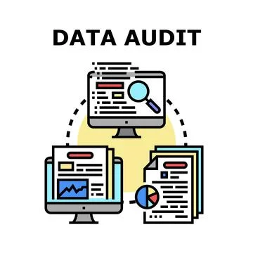 Data audit analyzing information and quality control Stock Illustration
