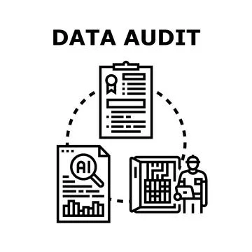Data audit process analyzing digital information concepts Stock Illustration