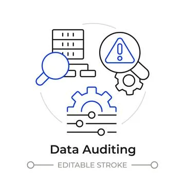 Data auditing duotone line art concept icon Stock Illustration