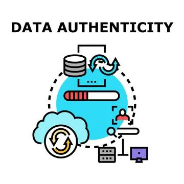 Data authenticity validating information security concept Stock Illustration