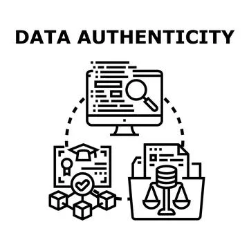 Data authenticity verification process protecting digital information 스톡 일러스트