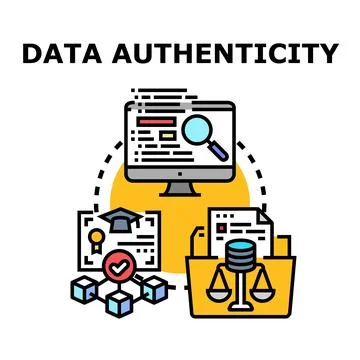Data authenticity verification process protecting digital information Stockillustratie