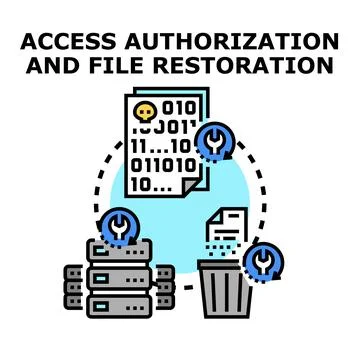 Data authorization access and file restoration process Stock Illustration