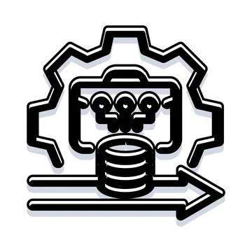 Data automation processing workflow with database storage Stock Illustration