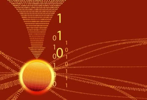 Data Background - Binary Code Technology Stream with Globe 스톡 일러스트