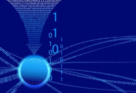 Data Background - Binary Code Technology Stream with Globe Stock Illustration