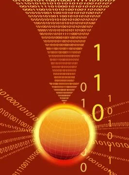 Data Background - Binary Code Technology Stream with Globe Stock Illustration