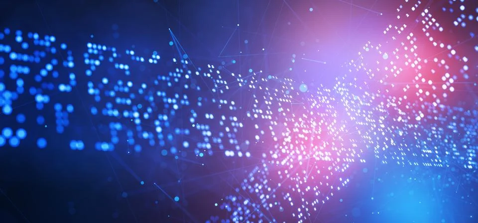 Data background. Wide banner. Big data. Artificial Intelligence. Artificial.. Illustrazione stock
