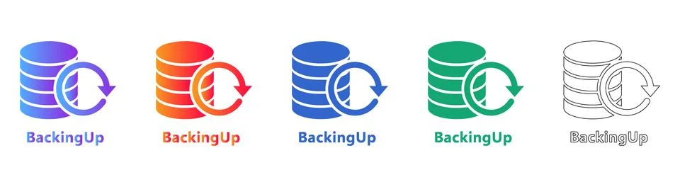 Data Backup and Database Refresh Icons イラスト素材