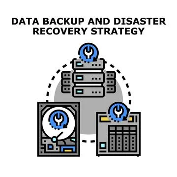 Data backup and disaster recovery strategy planning Stock Illustration