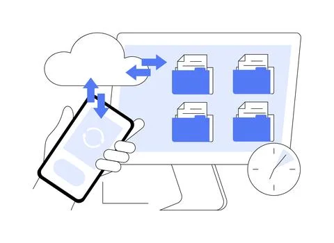 Data backup and recovery isolated cartoon vector illustrations. イラスト素材