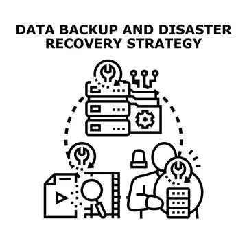 Data backup and recovery strategy implementation Stock Illustration