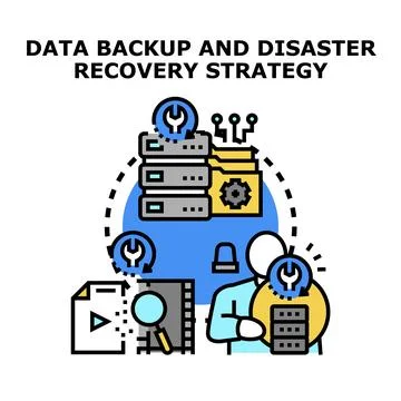 Data backup and recovery strategy implementation Illustrazione stock